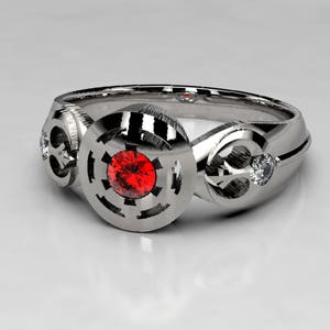 Star Wars Empire Inspired Engagement Ring With Ruby & Moissanite Star Wars Ring Star Wars Jewelry Geek Nerdy Engagement Ring image 2