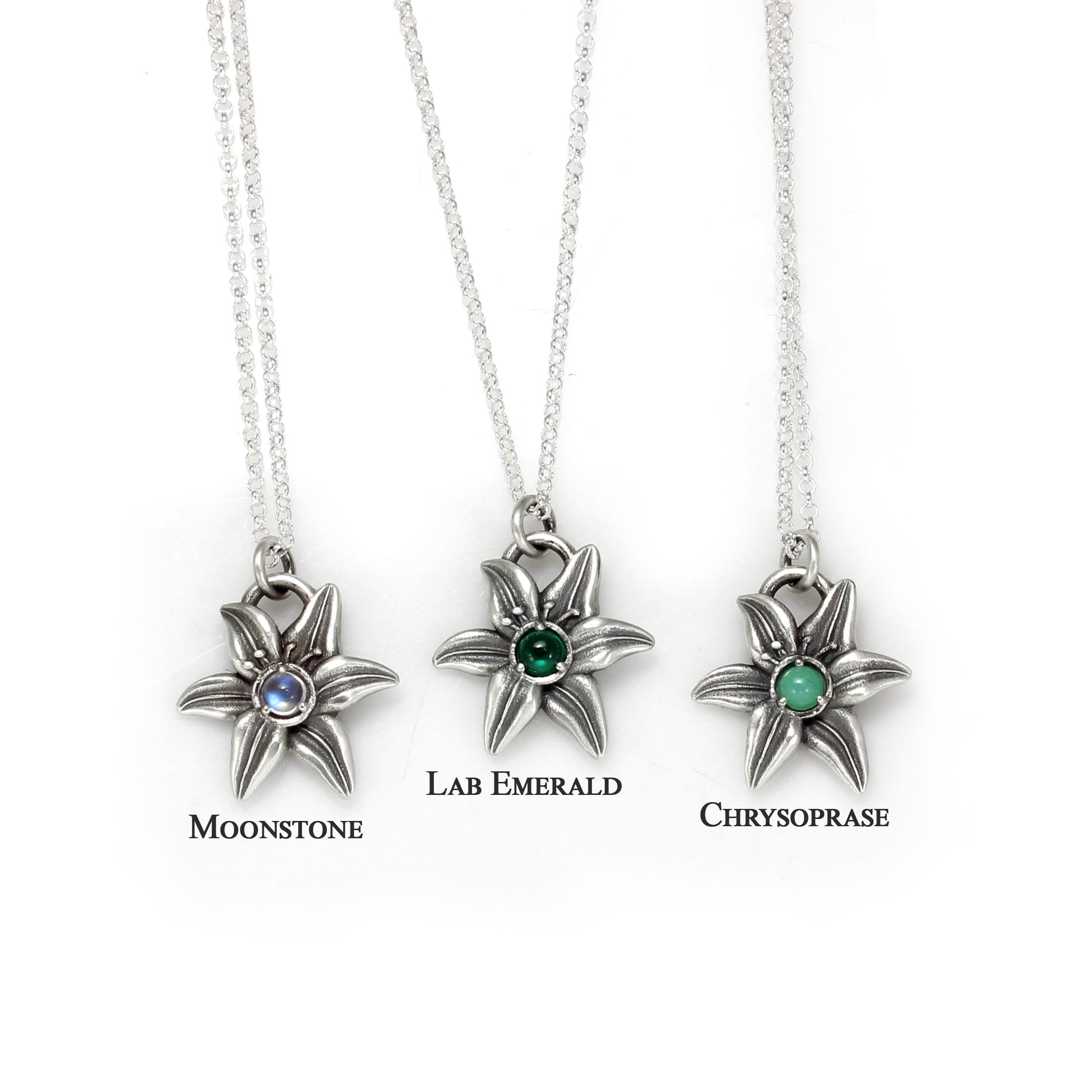 エアリス シルバー リリーネックレス - フラワーペンダント（3mm