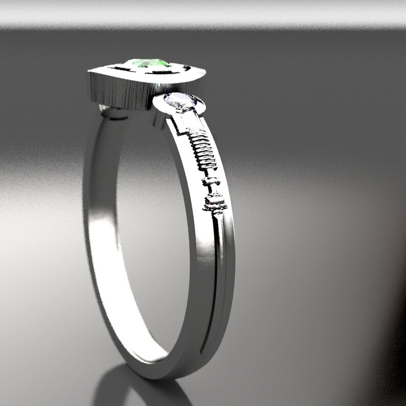 Empire Star Wars Engagement Ring With Emerald & Moissanite Etsy