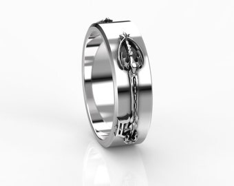 White Gold Oblivion Keyblade Ring – Kingdom Hearts Unisex Band, 7mm