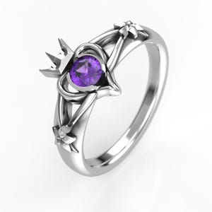 Kingdom Hearts Inspired Engagement Ring in silver or gold - Amethyst Cosplayer Wedding Ring