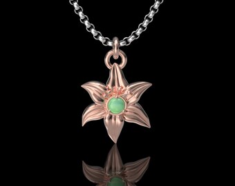 エアリス シルバー リリーネックレス - フラワーペンダント（3mm