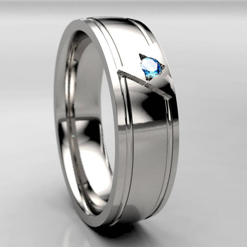 Zelda Blue Diamond Ring, Legend of Zelda Wide Wedding Band image 2