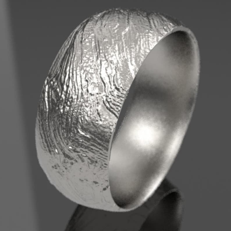 California Ring Bristlecone Tree Bark Wedding Band in Silver Palladium or gold of your choice 8mm Wide Wedding Band Wedding Band Wood