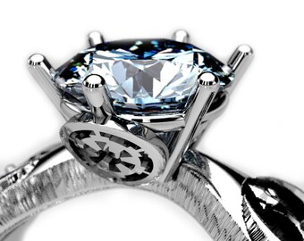 Galactic Empire & Rebel Alliance Star Wars Engagement Ring with 1 Carat Moissanite - Star Wars Ring - Geek Engagement Ring - Gift for Her