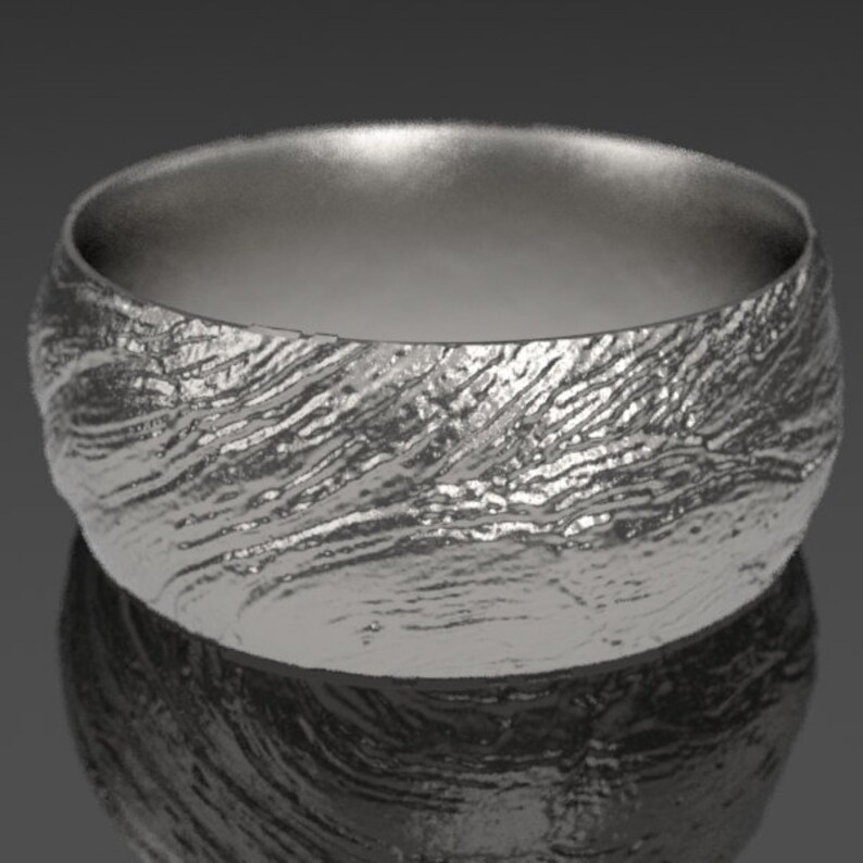 California Ring Bristlecone Tree Bark Wedding Band in Silver Palladium or gold of your choice 8mm Wide Wedding Band Wedding Band Wood