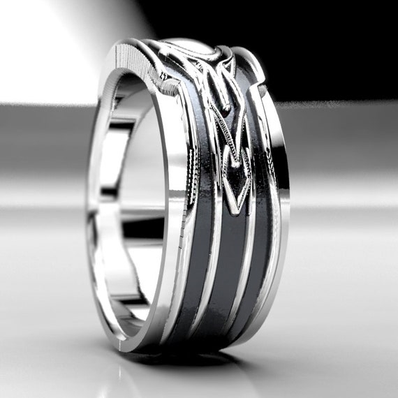 ワカンダ メンズ ウェディングバンド - ブラックパンサーをモチーフに