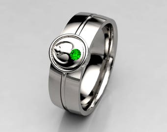 Star Wars Rebel Alliance Wedding Ring with Emerald - Star Wars Ring - Star Wars Jewelry - Geek & Nerdy Engagement Ring