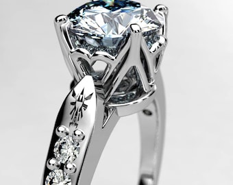 Moissanite Zelda Engagement Ring – Geeky Gamer Wedding Ring in White Gold or Platinum