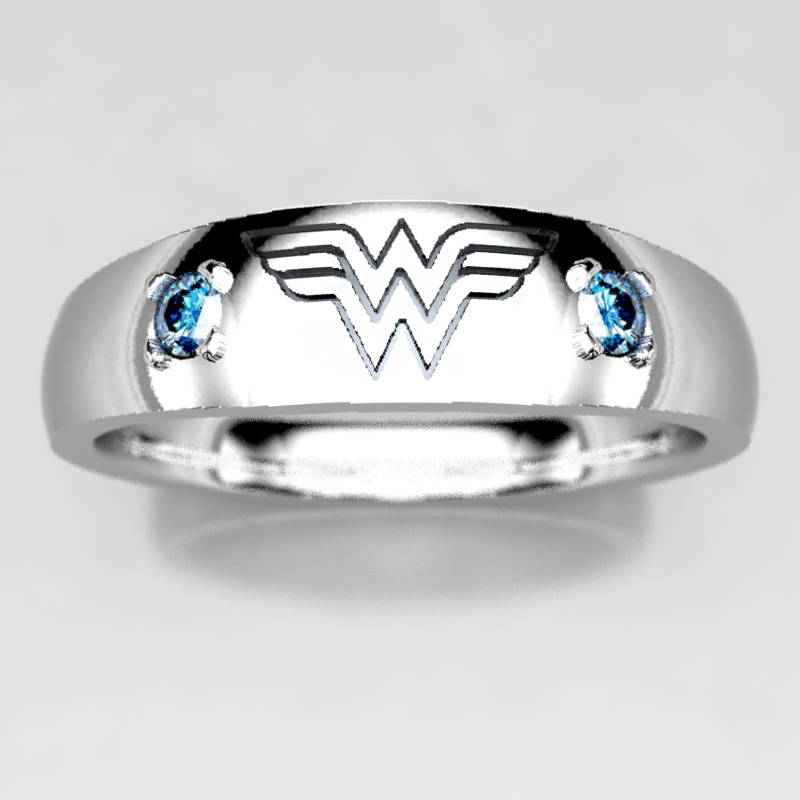 Wonder Woman Wedding band in Silver or White Gold with