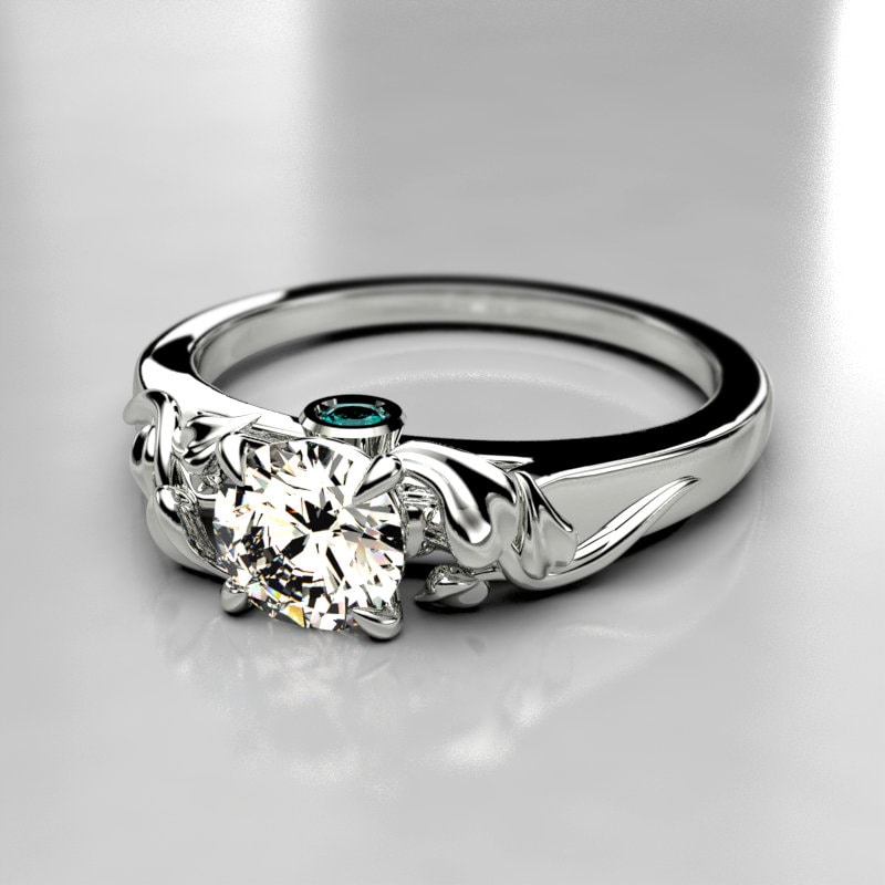Elvish Vine Engagement Ring with Moissanite - Fantasy Engagement Ring