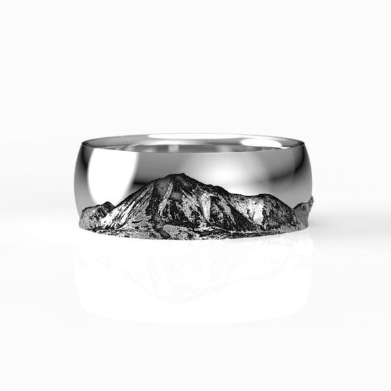 Mount Lamborn Wedding Band – Colorado Mountain Range Ring, Hiker