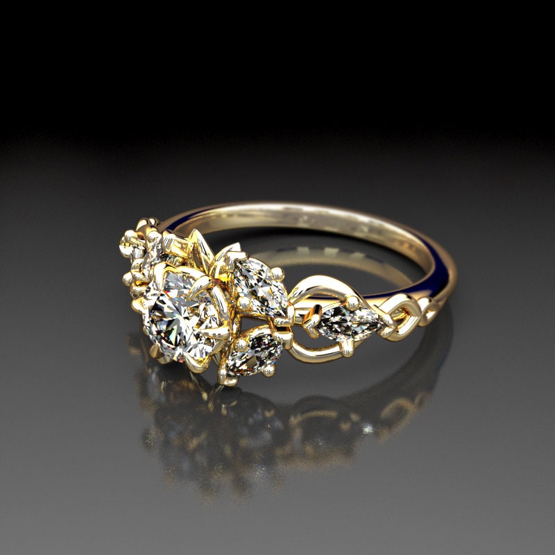 Elvish Engagement Ring With Moissanite Viking Claw Etsy