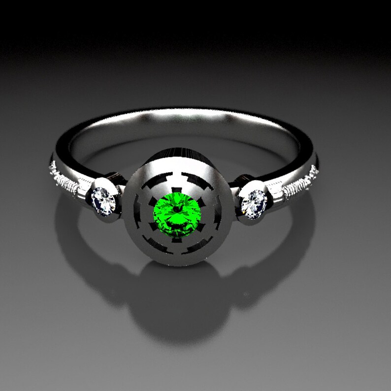 Empire Star Wars Engagement Ring With Emerald & Moissanite Etsy