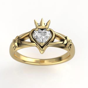 Kingdom Hearts Inspired Engagement Ring in silver or gold - Moissanite Solitaire Wedding Ring