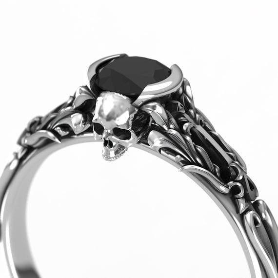 Anillo de de calavera de diamante negro - Etsy México