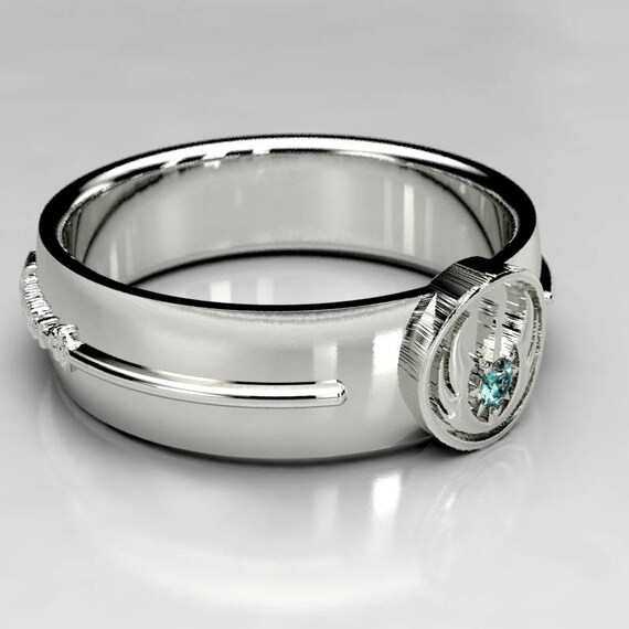 Star Wars Jedi Order Mens Wedding Ring Geeky Blue Diamond Wedding