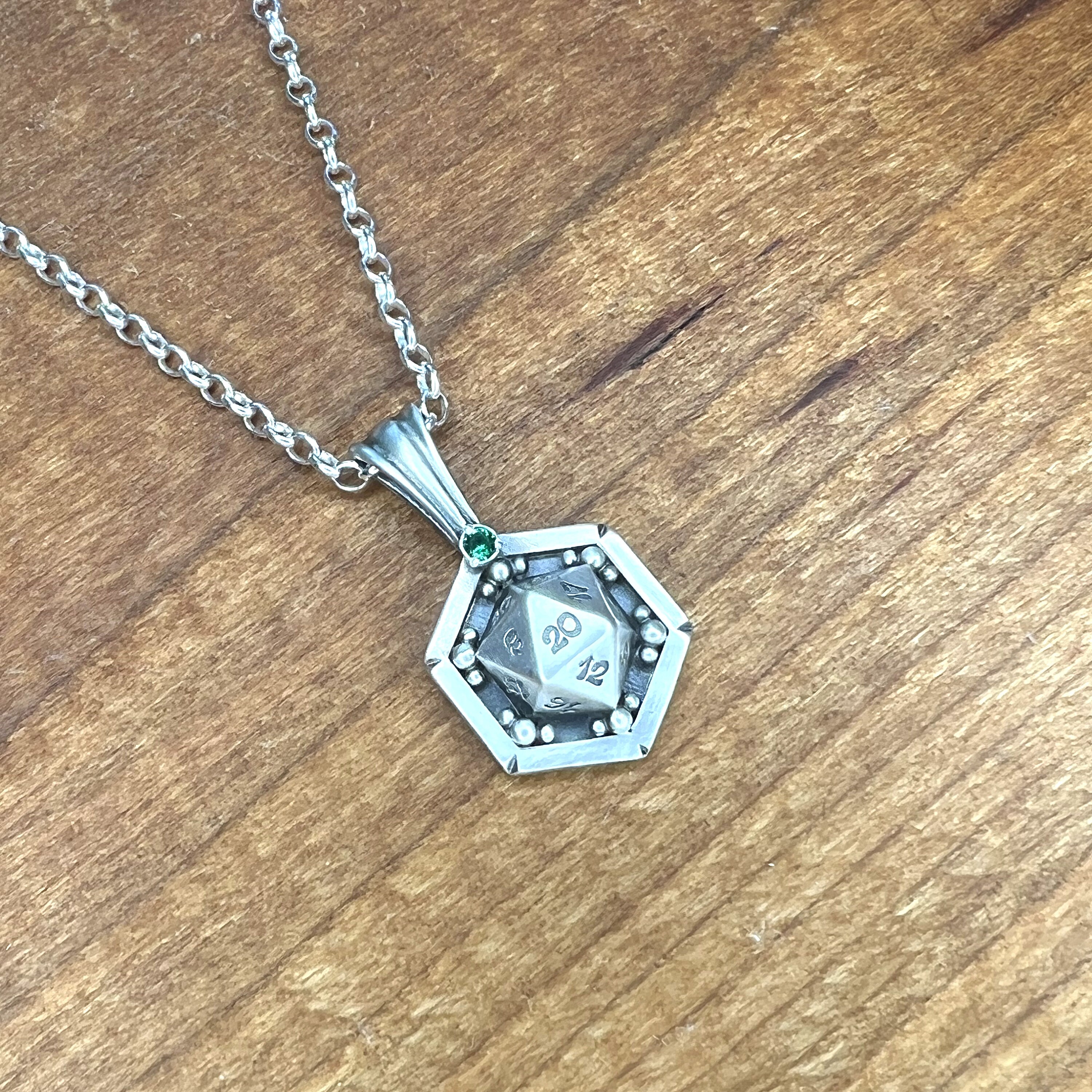D20 Dice Lab Emerald Sterling Silver D&D Pendant - Etsy