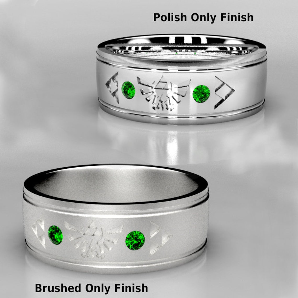 Legend of Zelda Inspired Geeky Wedding Ring Triforce Emerald Etsy