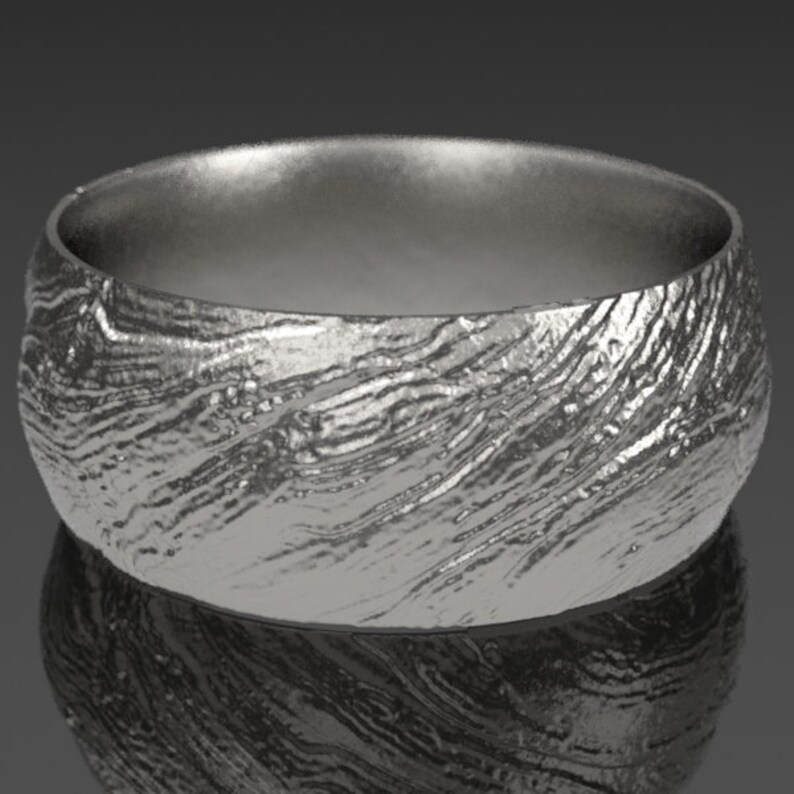 California Ring Bristlecone Tree Bark Wedding Band in Silver Palladium or gold of your choice 8mm Wide Wedding Band Wedding Band Wood