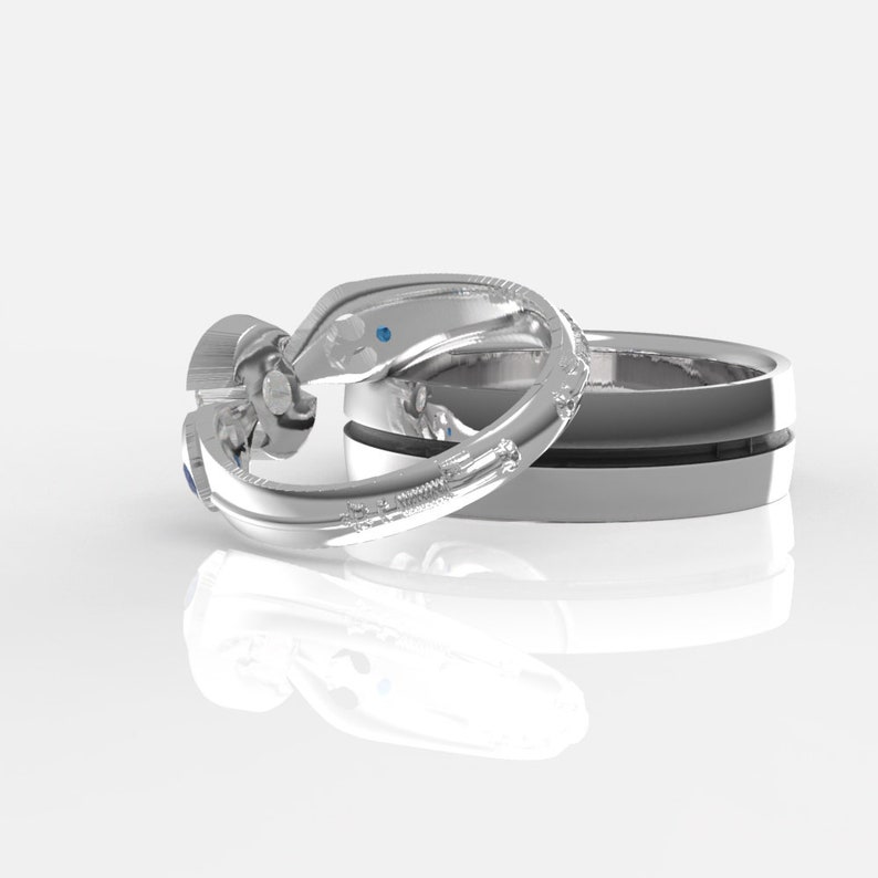Star Wars Rebel Alliance Inspired Matching Wedding Ring Set Star Wars Ring Geek Engagement Ring Star Wars Jewelry image 6