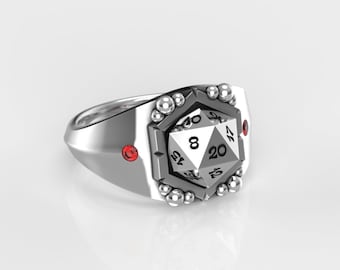 Men's D20 Sterling Silver Ring – Nerdy D&D Statement Jewelry