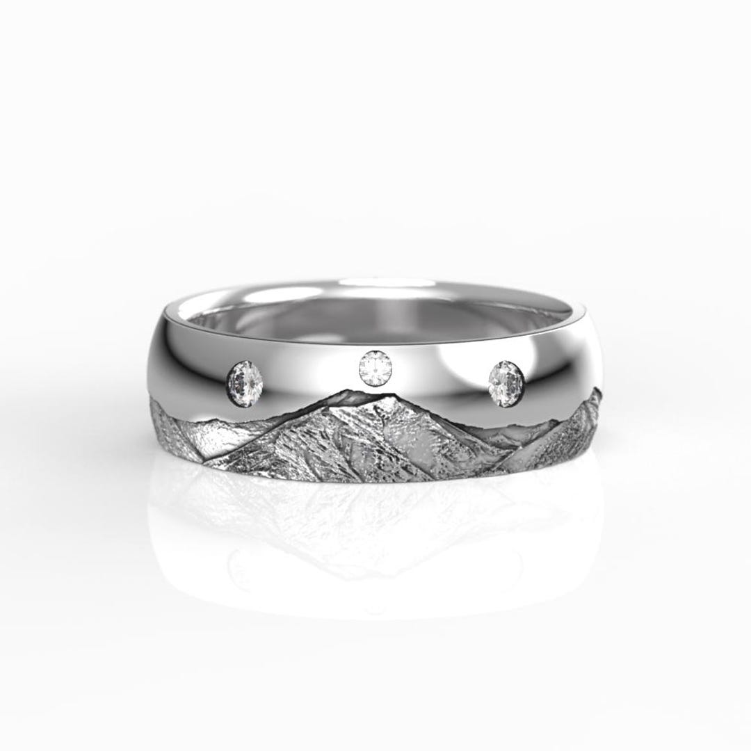 Colorado Rings Mount Princeton Diamond Wedding Band – Colorado Mountain Ring, 6mm Wide ...