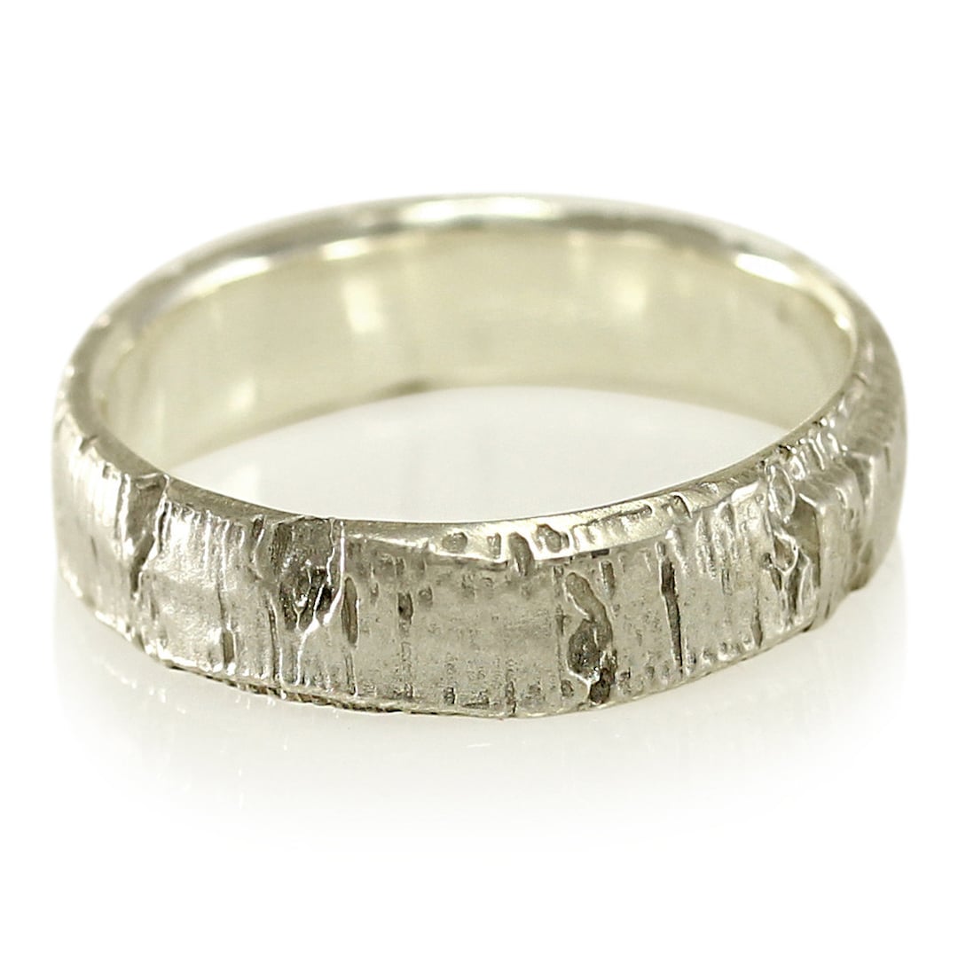 Aspen Tree Bark Sterling Silver Wedding Band - Nature Inspired Ring - Etsy