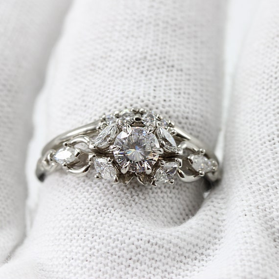 Elvish Half Carat Wedding Ring Set Elven Fantasy Engagement Ring for Her  Art Nouveau Nerdy Geek Engagement Ring Viking Claw Ring -  UK