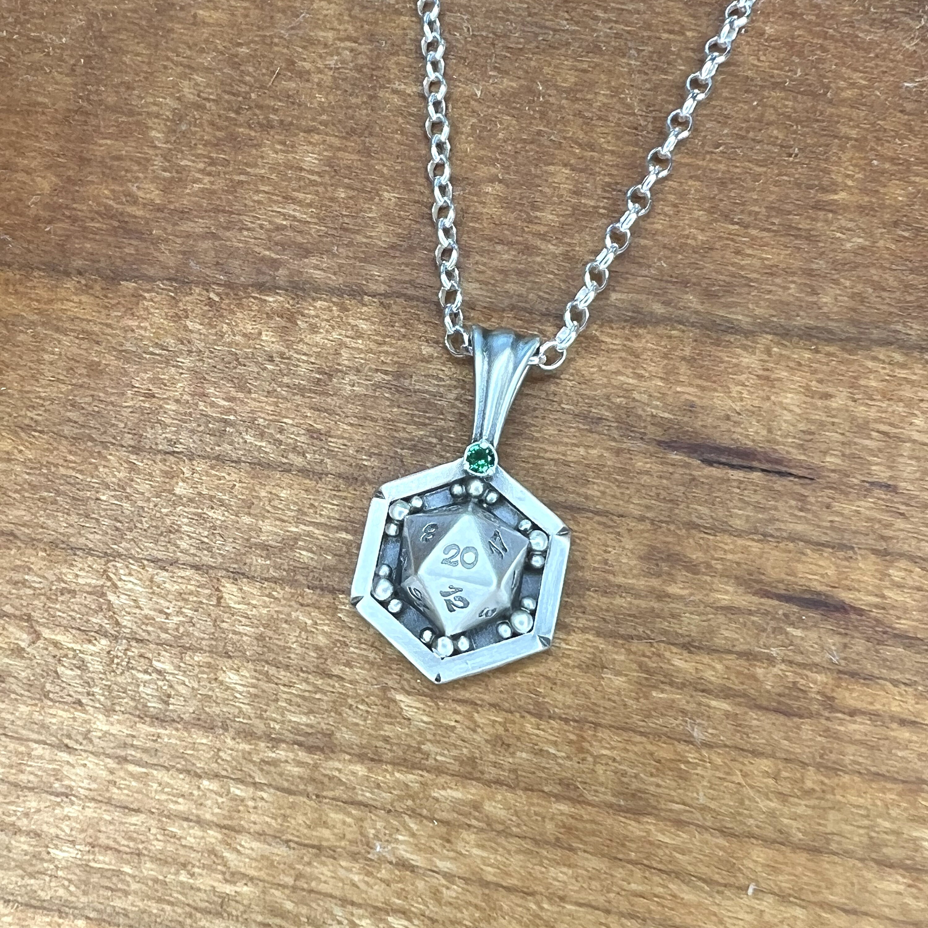 D20 Dice Lab Emerald Sterling Silver D&D Pendant - Etsy