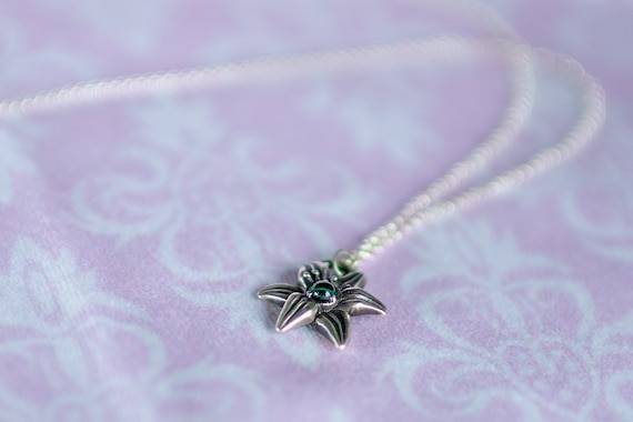 Aerith Silver Lily Necklace -flower Pendant With 3mm Lab Aerith Silver Lily Necklace -flower Pendant With 3mm Lab