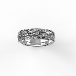 Silver or Gold Ponderosa Pine Tree Unisex Wedding Band,  6mm Nature Wedding Ring, Forest Ring