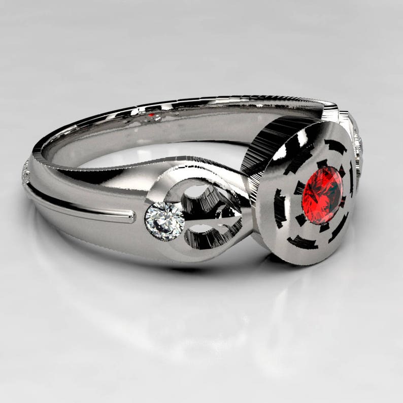 Star Wars Empire Inspired Engagement Ring With Ruby & Moissanite Star Wars Ring Star Wars Jewelry Geek Nerdy Engagement Ring image 1