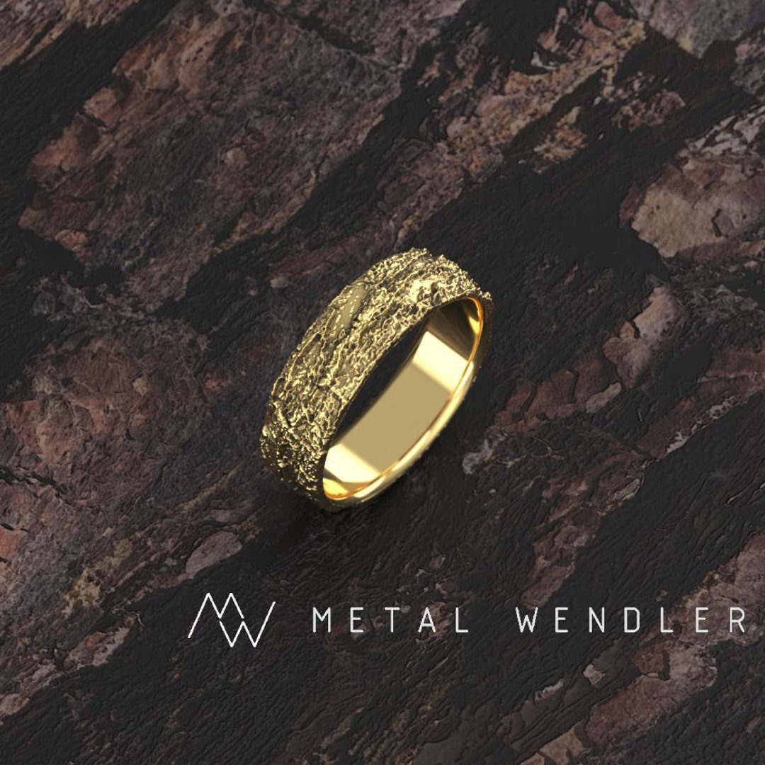 Thick Tree Branch Solid Band Ring