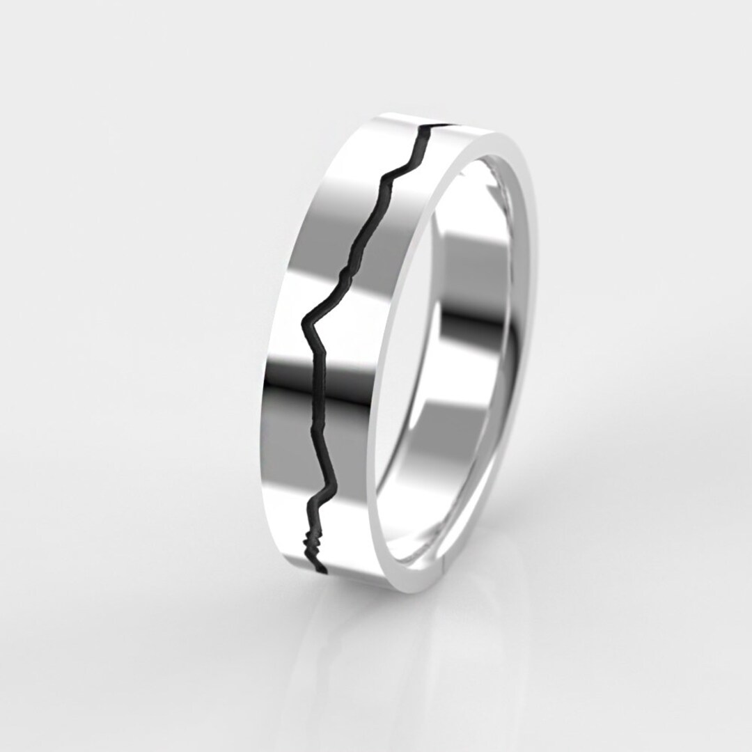 Mountain Wedding Ring in Sterling Silver Gold Mount Sneffels Range ...