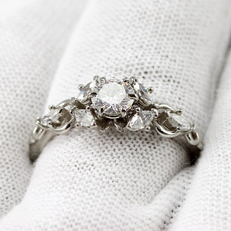 Elvish Half Carat Wedding Ring Set Elven Fantasy Engagement - Etsy