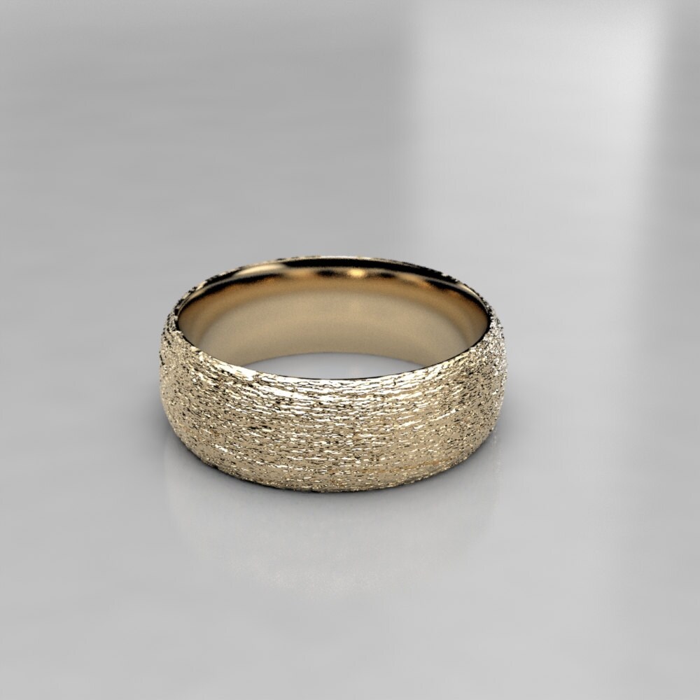 Acacia Koa Bark Wedding Ring in Recycled Gold or Palladium | Etsy