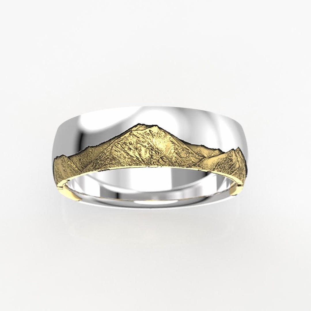 Colorado Rings Colorado Mountain Wedding Band – Two Tone Gold & Silver Ring - Etsy