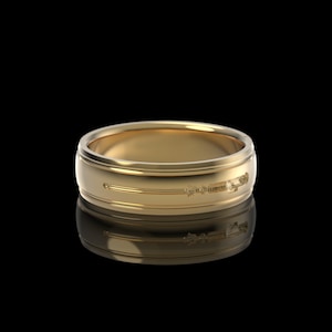 Gold Star Wars Lightsaber Wedding Ring for Men or Women, Nerdy Wedding Band