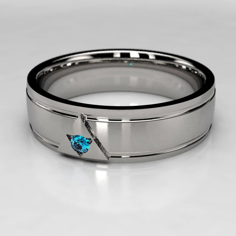 Zelda Blue Diamond Ring, Legend of Zelda Wide Wedding Band image 3