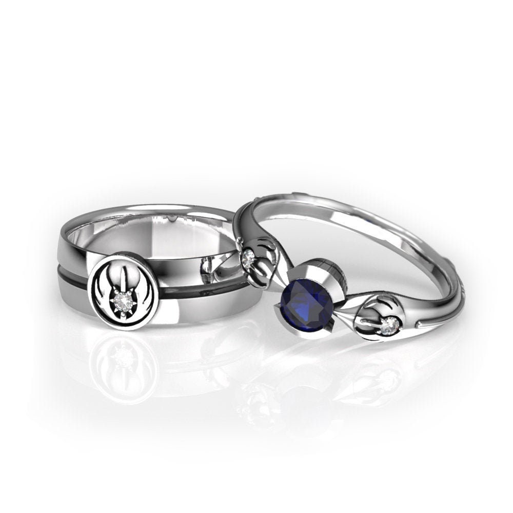 Star Wars Jedi Order Matching Wedding Ring Set With Diamond and