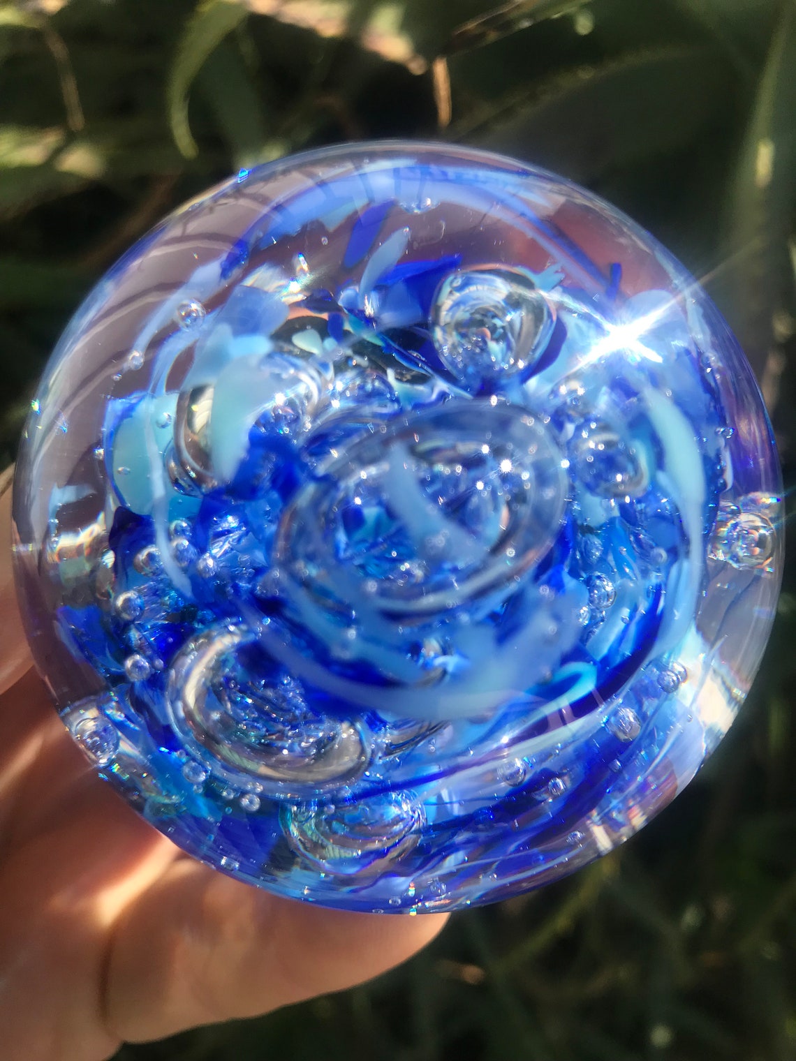 Large Glass Marble 2 5/8 Inch Blue Hand Blown With Etsy