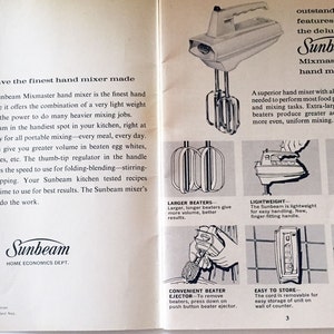 1960 Sunbeam Mixmaster Hand Mixer Booklet image 2