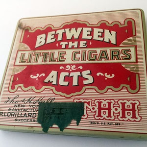 Vintage Small Cigar Tin Between the Acts Little Cigars P. Lorillard Company 1920s image 1