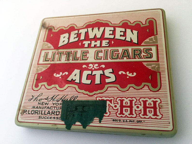 Vintage Small Cigar Tin Between the Acts Little Cigars P. Lorillard Company 1920s image 1