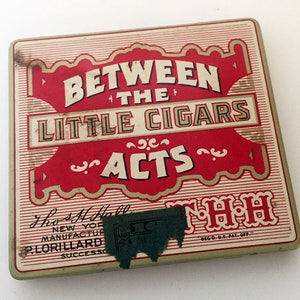Vintage Small Cigar Tin Between the Acts Little Cigars P. Lorillard Company 1920s image 4