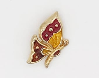 Hedison Gold and Enameled Butterfly Vintage Brooch