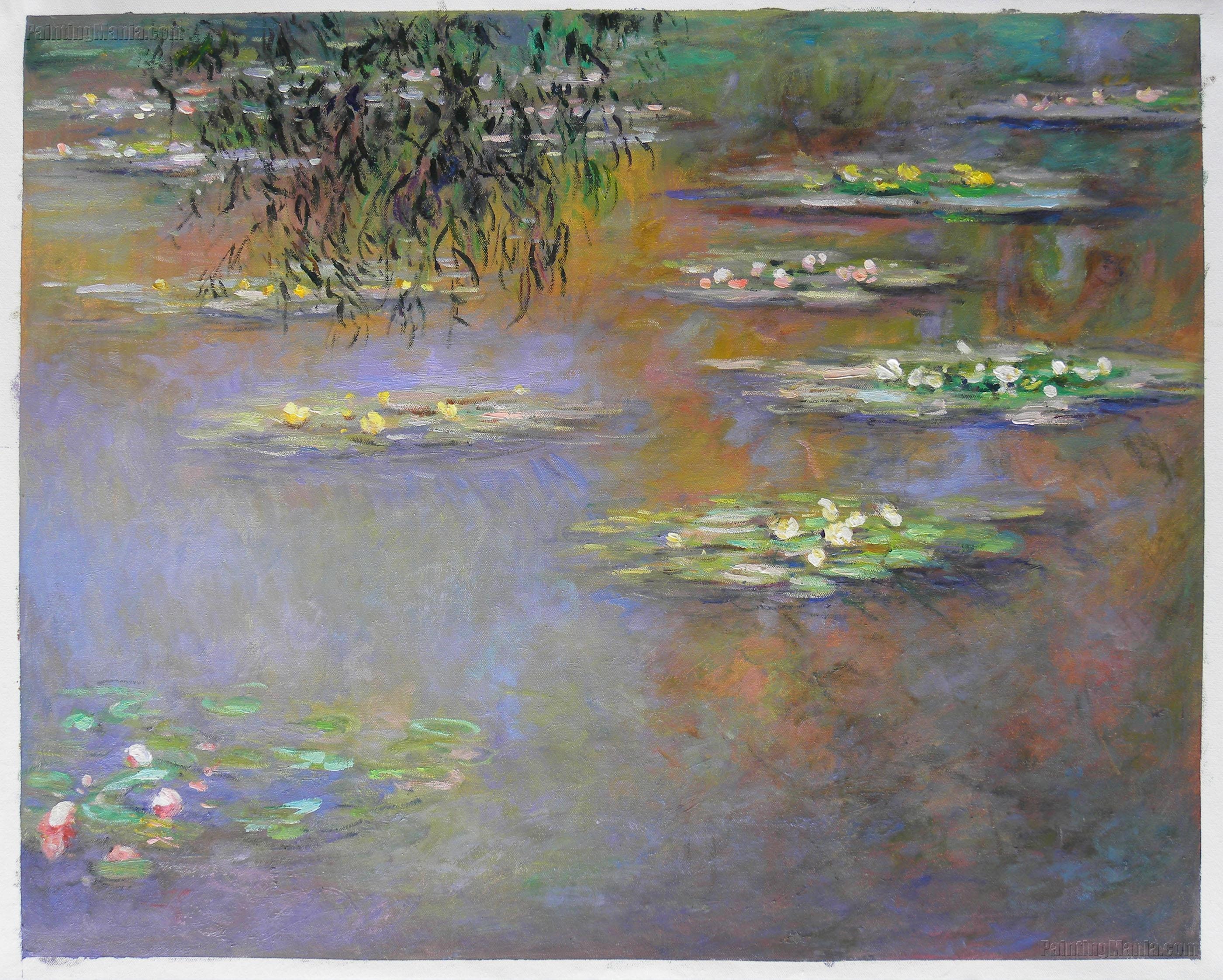 睡蓮 1903 - クロード・モネの手描き油絵複製、庭の睡蓮の池の