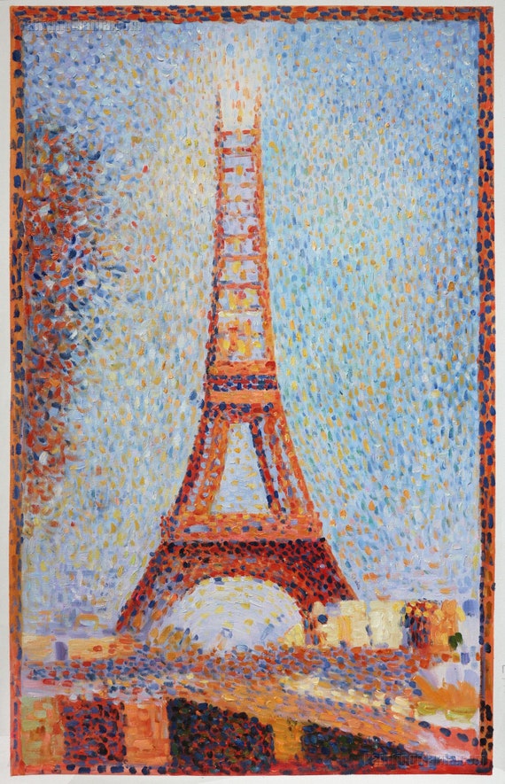 La Tour Eiffel George Seurat Peint A La Main Peinture A Etsy La Tour Eiffel George Seurat Peint A La Main Peinture A Etsy