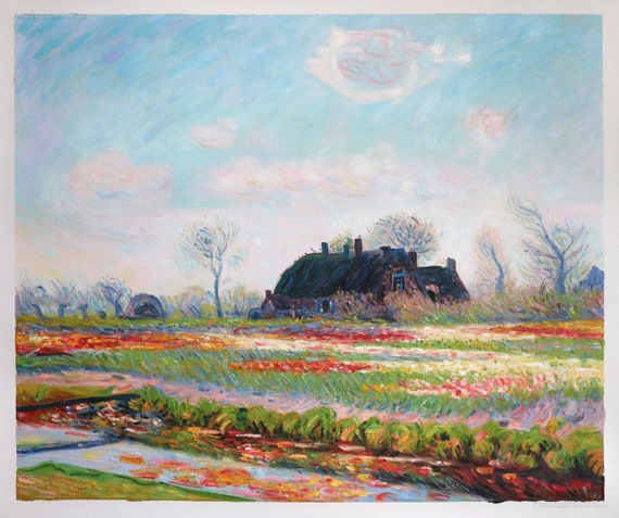 クロード・モネ、「Tulip Fields at Sassenheim,near Tulip Fields at Sassenheim - Claude Monet Hand-painted Oil